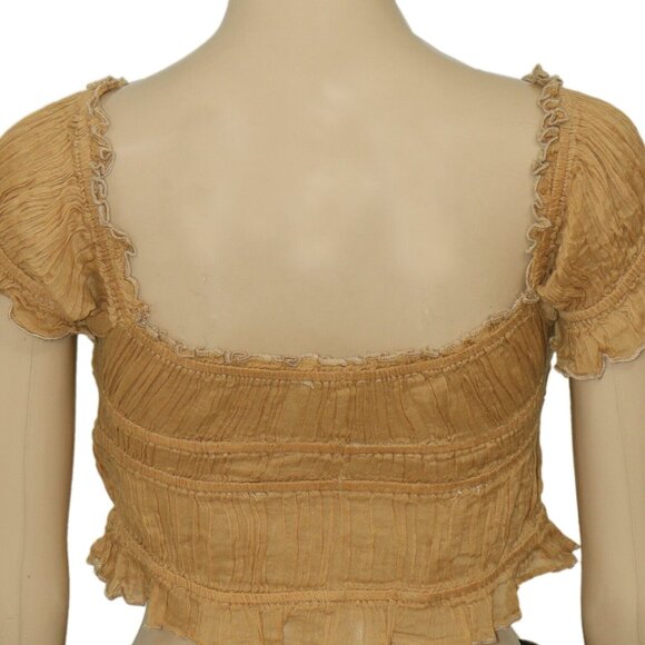 Free People Fp One Cheri Top Smocked Cropped Golden Nugget S - Picture 6 of 6